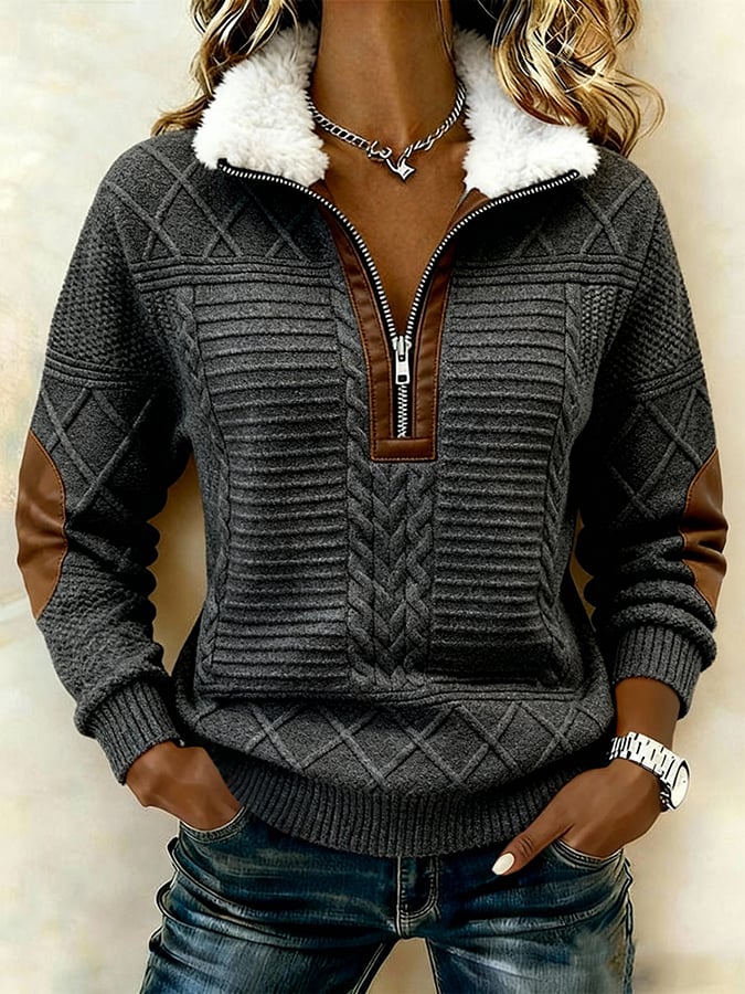 Women'S Casual Color-Blocked Pullover Sweatshirt
